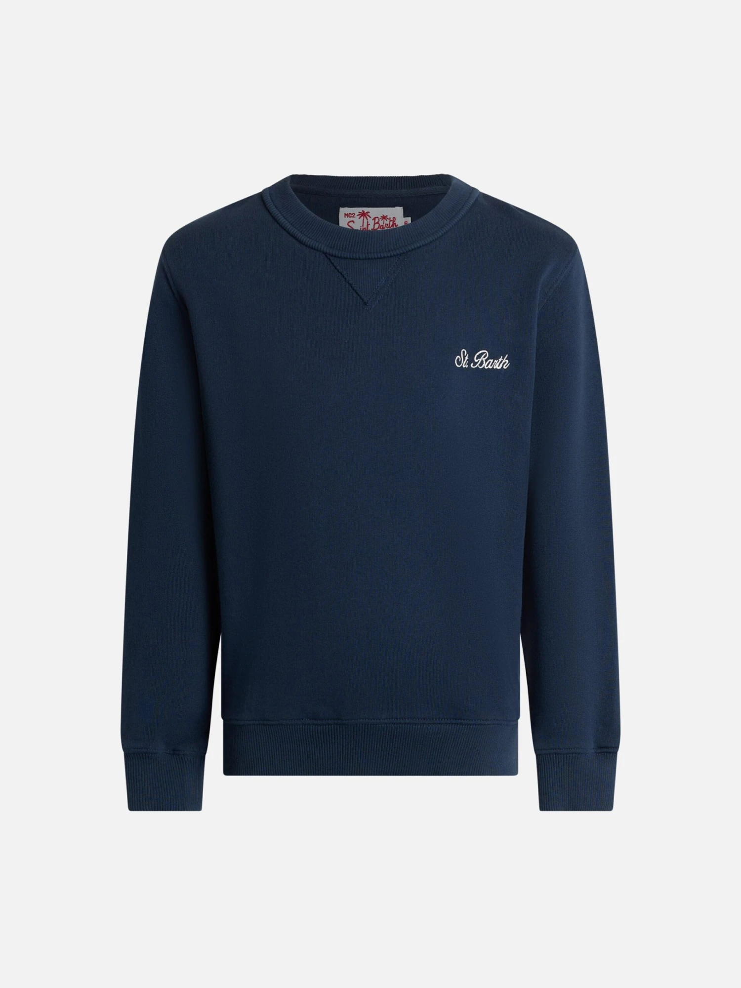 MC2 Saint Barth Boy Crewneck Cotton Fleece Sweatshirt Cooper Jr With Embroidery