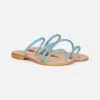 MC2 Saint Barth Cora Flat Sandals With Turquoise Rhinestones