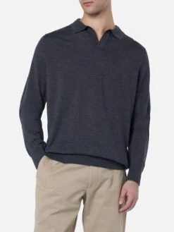 MC2 Saint Barth Man Charcoal Merino Wool Polo Covent