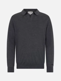 MC2 Saint Barth Man Charcoal Merino Wool Polo Covent -MC2 Saint Barth Shop UID COV000100016G MAN KNITWEAR GREY 20240905103500 1