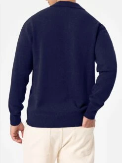 MC2 Saint Barth Man Navy Blue Pure Cashmere Polo Sweater Covent -MC2 Saint Barth Shop UID COV000300096G MAN KNITWEAR BLUENAVY 02