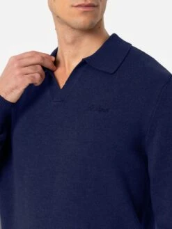 MC2 Saint Barth Man Navy Blue Pure Cashmere Polo Sweater Covent -MC2 Saint Barth Shop UID COV000300096G MAN KNITWEAR BLUENAVY 03