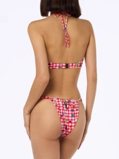 MC2 Saint Barth Women Beandeau Bikini Dahelle With Gingham And Fancy Print | BEEPY BELLA SPECIAL EDITION -MC2 Saint Barth Shop UID DAE000110418F WOMAN BIKINI RED 2