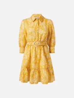 MC2 Saint Barth Paisley Print Linen Short Dress Daisi -MC2 Saint Barth Shop UID DAIS00102597B WOMAN DRESS YELLOW MC2 MC2 5