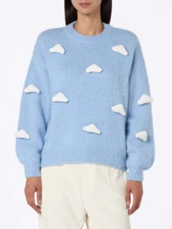 MC2 Saint Barth Brushed Knit Sweater With Clouds Details