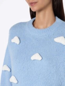MC2 Saint Barth Brushed Knit Sweater With Clouds Details -MC2 Saint Barth Shop UID DANY00200968C WOMAN KNITWEAR BLUE 20240824090000 4