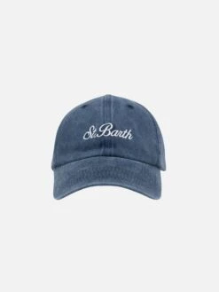 MC2 Saint Barth Davis Navy Blue Denim Ball Cap With St. Barth Embroidery