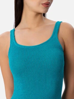 MC2 Saint Barth Woman Tank Teal Lurex Crinkle Dress -MC2 Saint Barth Shop UID DEAN00102869F WOMAN DRESS GREEN CRINKLE 03