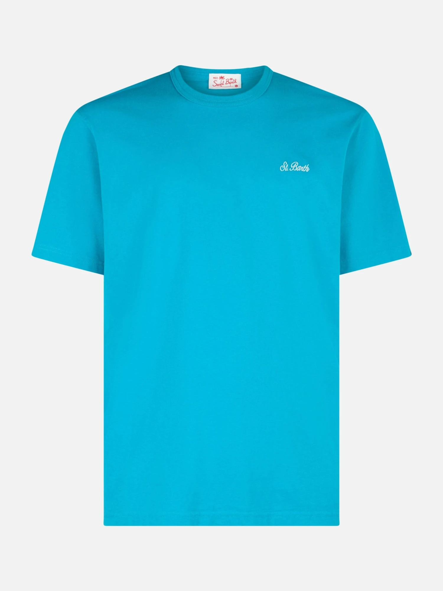 MC2 Saint Barth Man Teal Cotton Jersey T-shirt Dover With St. Barth Embroidery 6 MC2 Saint Barth Man Teal Cotton Jersey T-shirt Dover With St. Barth Embroidery - Image 4