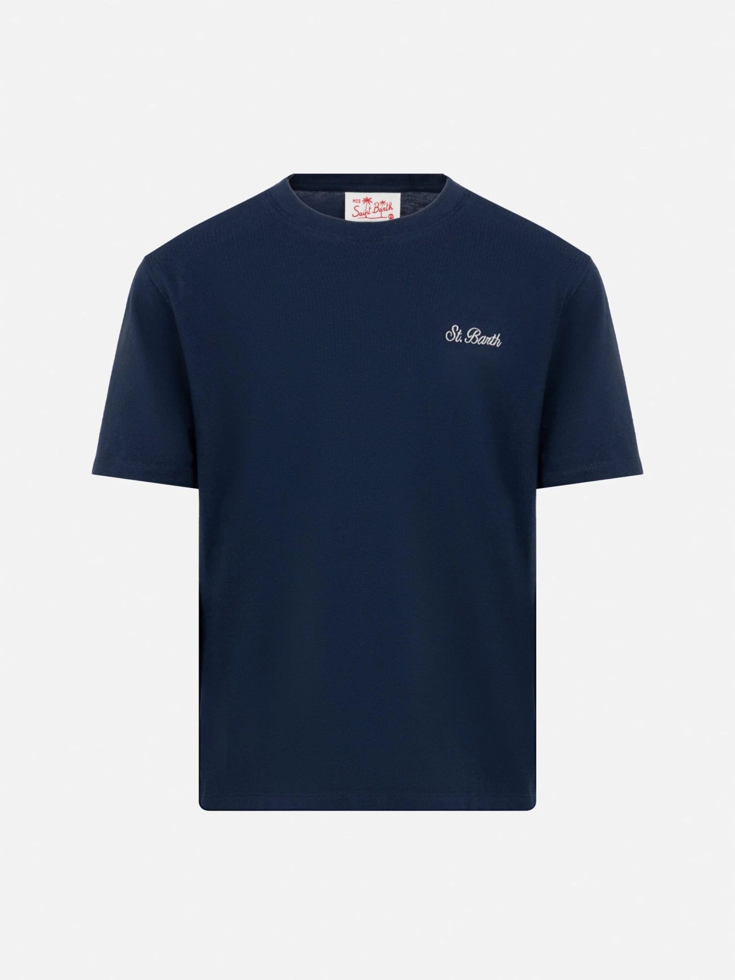 MC2 Saint Barth Navy Blue Cotton Jersey T-shirt Dover With St. Barth Embroidery 3 MC2 Saint Barth Navy Blue Cotton Jersey T-shirt Dover With St. Barth Embroidery