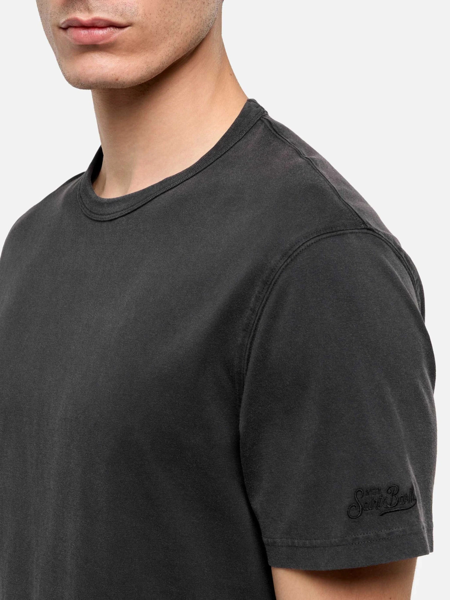 MC2 Saint Barth Black Organic Cotton Jersey T-shirt Dover With St. Barth Embroidery 4 MC2 Saint Barth Black Organic Cotton Jersey T-shirt Dover With St. Barth Embroidery - Image 2