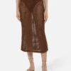 MC2 Saint Barth Darline Brown Crochet Midi Skirt
