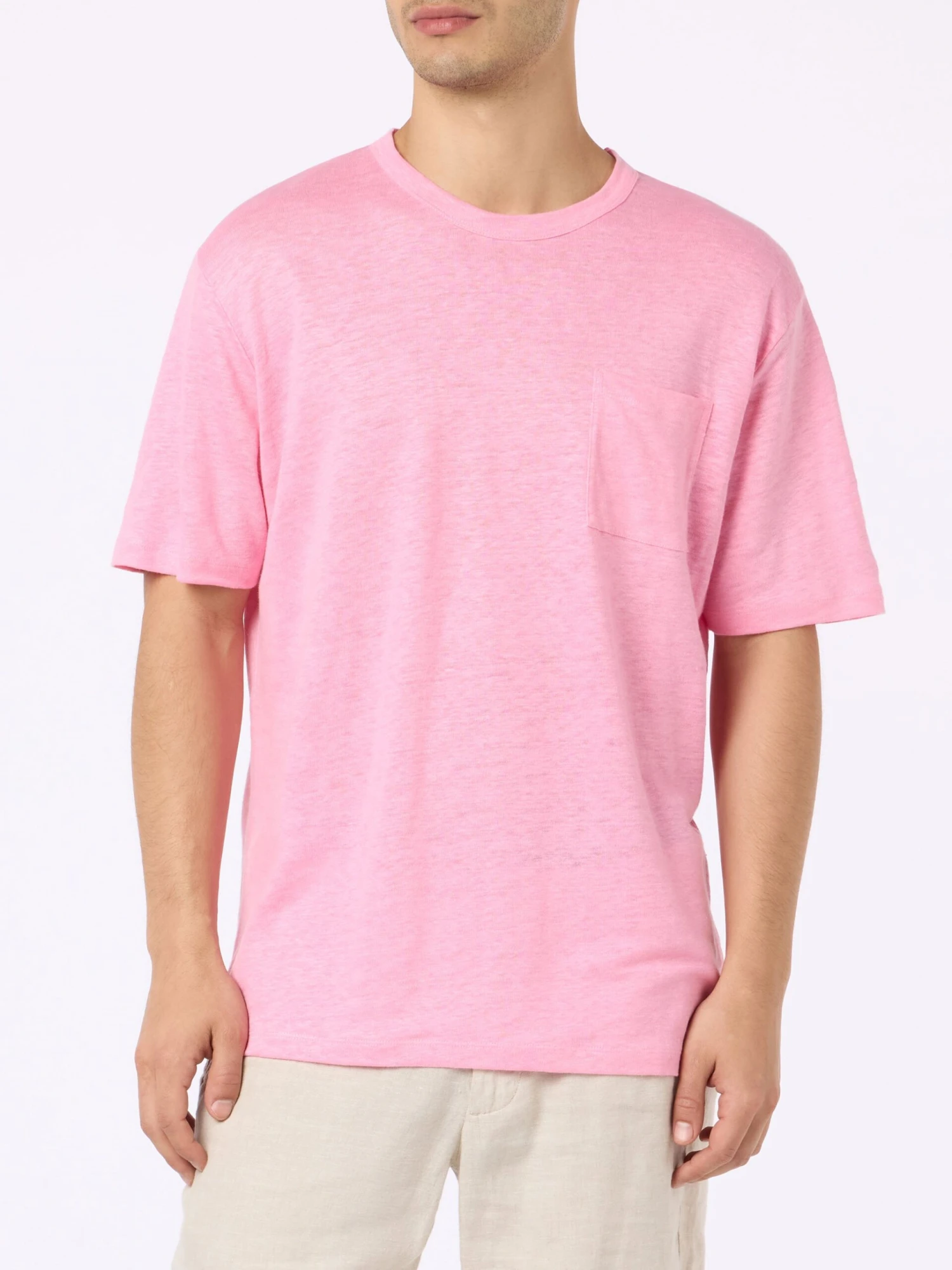 MC2 Saint Barth Man Pink Linen Jersey T-shirt Ecstasea With Pocket 4 MC2 Saint Barth Man Pink Linen Jersey T-shirt Ecstasea With Pocket - Image 2