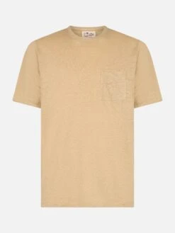 MC2 Saint Barth Man Beige Linen Jersey T-shirt Ecstasea With Pocket -MC2 Saint Barth Shop UID ECS000100023F MAN T SHIRT WHITE 1