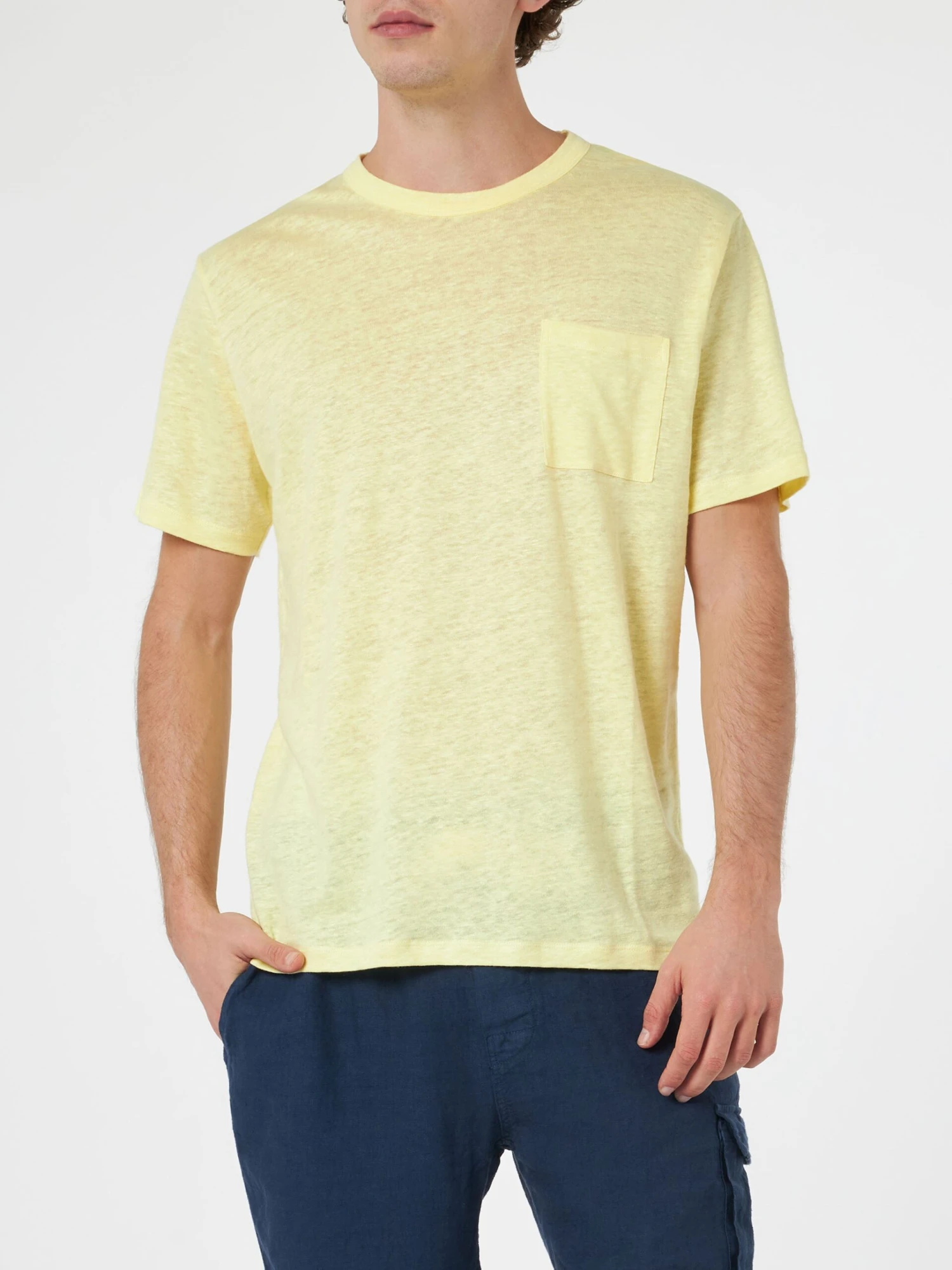 MC2 Saint Barth Man Yellow Linen Jersey T-shirt Ecstasea With Pocket 3 MC2 Saint Barth Man Yellow Linen Jersey T-shirt Ecstasea With Pocket - Image 2