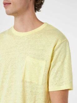 MC2 Saint Barth Man Yellow Linen Jersey T-shirt Ecstasea With Pocket