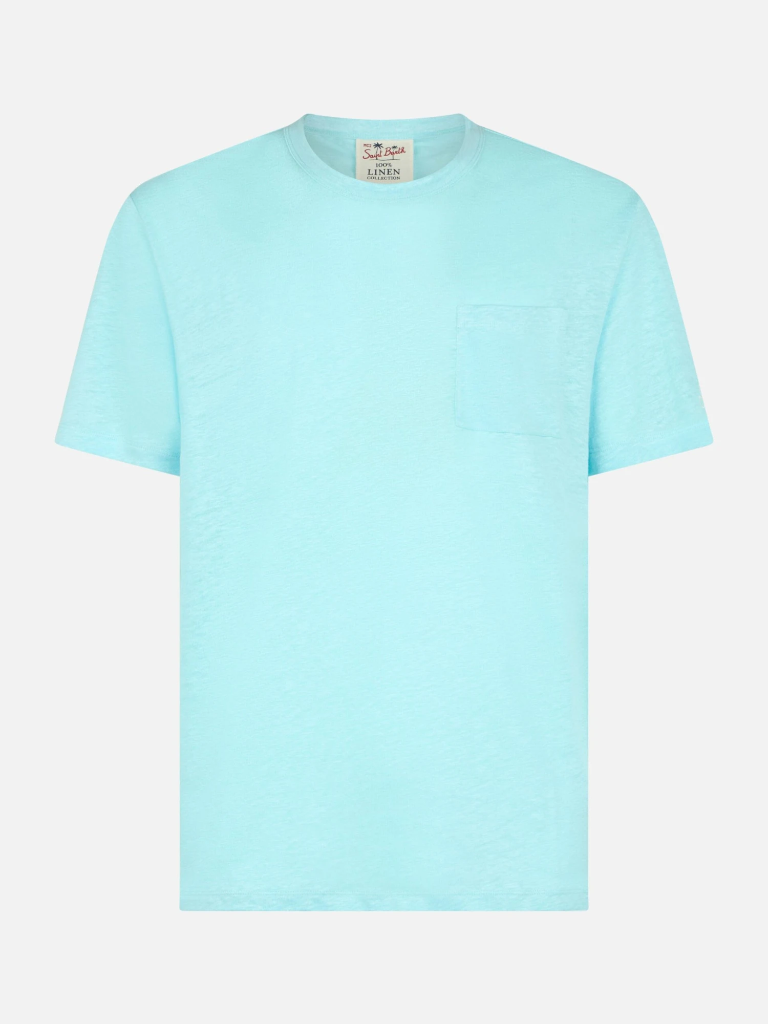 MC2 Saint Barth Man Water Green Linen Jersey T-shirt Ecstasea With Pocket 6 MC2 Saint Barth Man Water Green Linen Jersey T-shirt Ecstasea With Pocket - Image 4