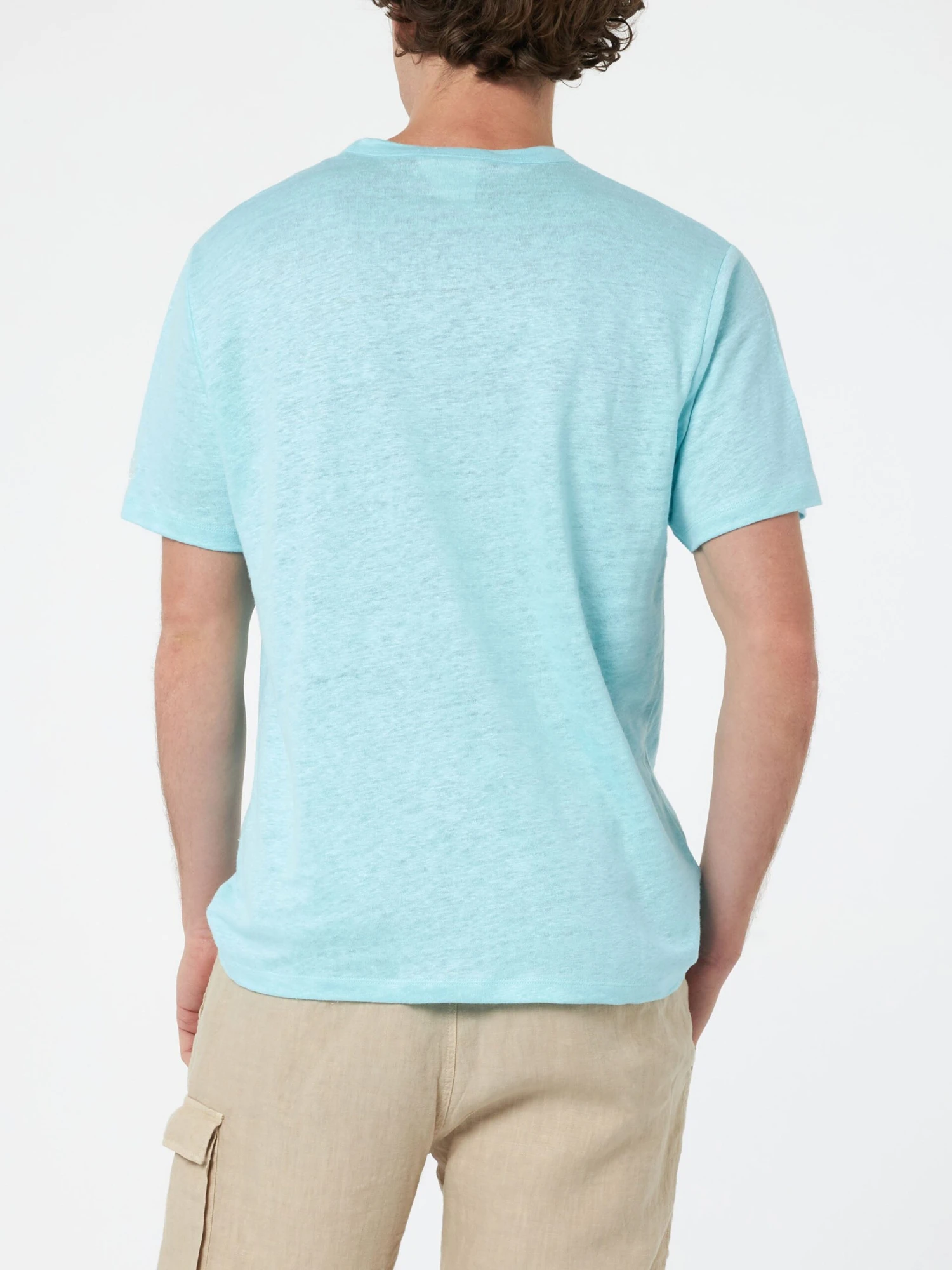 MC2 Saint Barth Man Water Green Linen Jersey T-shirt Ecstasea With Pocket 5 MC2 Saint Barth Man Water Green Linen Jersey T-shirt Ecstasea With Pocket - Image 3