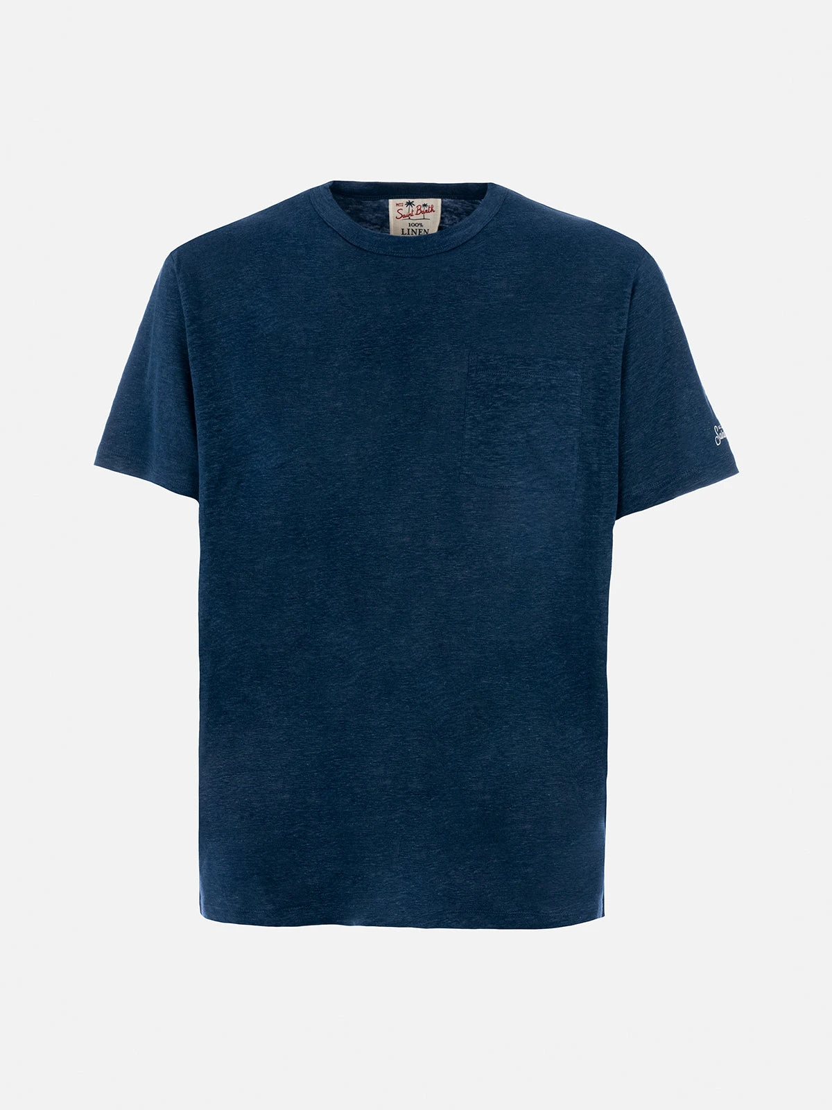 MC2 Saint Barth Man Navy Blue Linen Jersey T-shirt Ecstasea With Pocket 6 MC2 Saint Barth Man Navy Blue Linen Jersey T-shirt Ecstasea With Pocket - Image 4