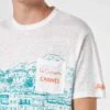 MC2 Saint Barth Man Linen Jersey T-shirt Ecstasea With Cannes Placed Print And Embroidered Pocket