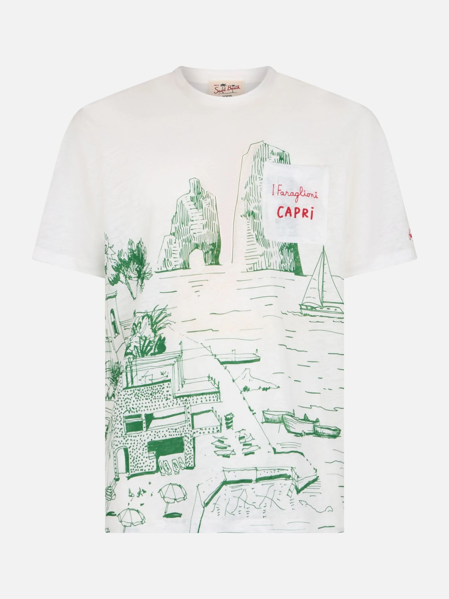 MC2 Saint Barth Man Linen Jersey T-shirt Ecstasea With Capri Placed Print And Embroidered Pocket 6 MC2 Saint Barth Man Linen Jersey T-shirt Ecstasea With Capri Placed Print And Embroidered Pocket - Image 4