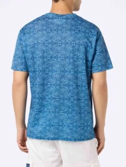 MC2 Saint Barth Man Blue Linen Jersey T-shirt Ecstasea With Sashiko Print -MC2 Saint Barth Shop UID ECS000104243F MAN T SHIRT BLUE 20240618083500 3