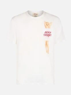 MC2 Saint Barth Man Linen Jersey T-shirt Ecstasea With Printed And Embroidered Pocket -MC2 Saint Barth Shop UID ECS000104284F MAN T SHIRT WHITE 1