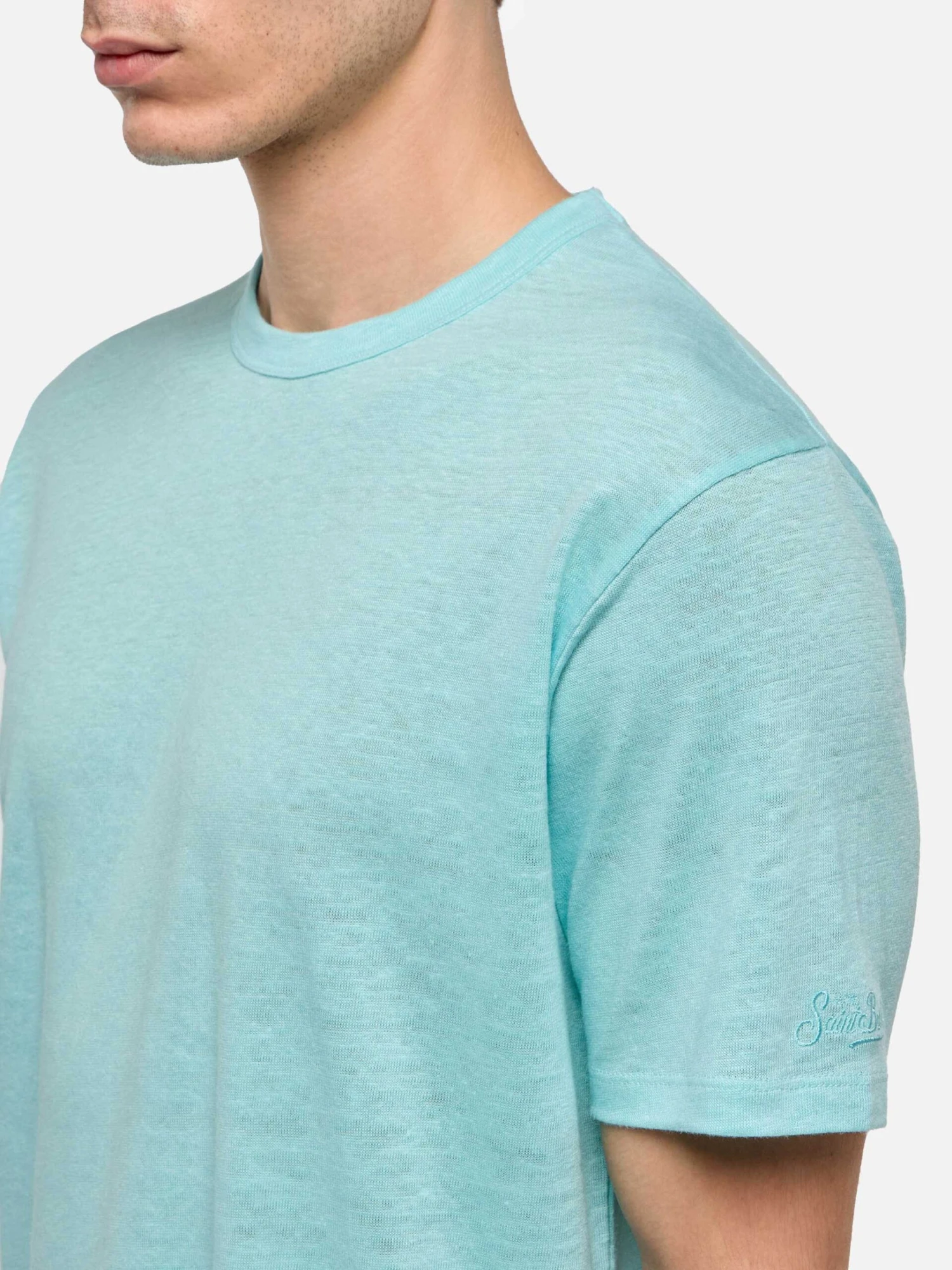 MC2 Saint Barth Water Green Linen Jersey T-shirt Ecstasea 4 MC2 Saint Barth Water Green Linen Jersey T-shirt Ecstasea - Image 2