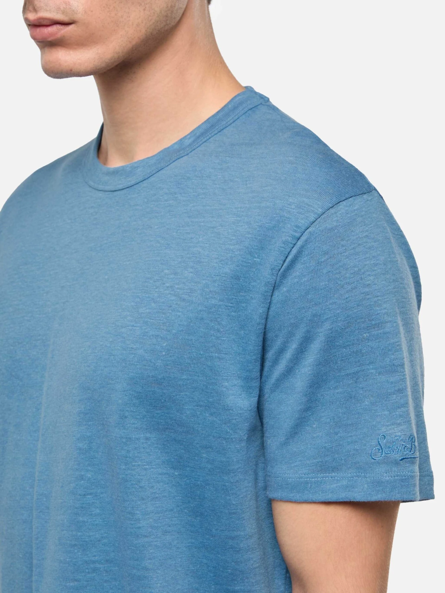 MC2 Saint Barth Dusty Blue Linen Jersey T-shirt Ecstasea 4 MC2 Saint Barth Dusty Blue Linen Jersey T-shirt Ecstasea - Image 2