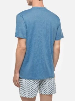 MC2 Saint Barth Dusty Blue Linen Jersey T-shirt Ecstasea 7 MC2 Saint Barth Dusty Blue Linen Jersey T-shirt Ecstasea -MC2 Saint Barth Shop UID ECS000300110H MAN T SHIRT BLUE PLAIN.COLOR 0 3