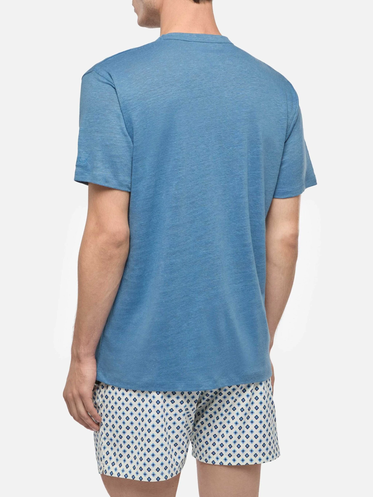 MC2 Saint Barth Dusty Blue Linen Jersey T-shirt Ecstasea 5 MC2 Saint Barth Dusty Blue Linen Jersey T-shirt Ecstasea - Image 3