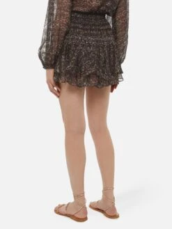 MC2 Saint Barth Eivissa Ruffled Mini Skirt In Lurex Silk Voile With Animalier Print -MC2 Saint Barth Shop UID EIV00103047H WOMAN SKIRT BROWN 0 0 20250324143501 3