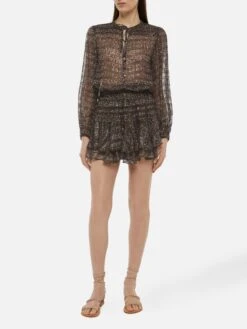 MC2 Saint Barth Eivissa Ruffled Mini Skirt In Lurex Silk Voile With Animalier Print -MC2 Saint Barth Shop UID EIV00103047H WOMAN SKIRT BROWN 0 0 20250324150001 4