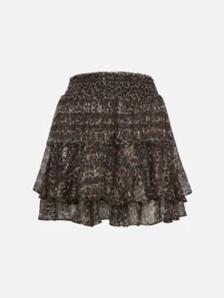 MC2 Saint Barth Eivissa Ruffled Mini Skirt In Lurex Silk Voile With Animalier Print -MC2 Saint Barth Shop UID EIV00103047H WOMAN SKIRT BROWN 0 0 5