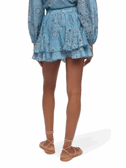 MC2 Saint Barth Eivissa Ruffled Mini Skirt In Silk Voile With Bandanna Print -MC2 Saint Barth Shop UID EIV00103091H WOMAN SKIRT BLUE 0 0 20250505123500 3