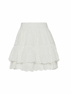 MC2 Saint Barth Eivissa Ruffled Mini Skirt In White Sangallo Lace -MC2 Saint Barth Shop UID EIV00104071H WOMAN SKIRT WHITE PLAINCOLOR 0 20250508163515 5