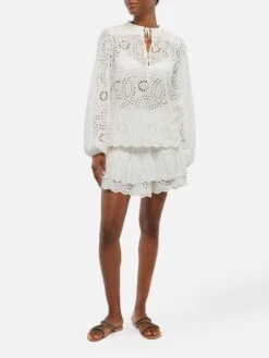 MC2 Saint Barth Eivissa Ruffled Mini Skirt In White Sangallo Lace -MC2 Saint Barth Shop UID EIV00104071H WOMAN SKIRT WHITE PLAINCOLOR 0 20250630142725 4