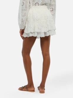 MC2 Saint Barth Eivissa Ruffled Mini Skirt In White Sangallo Lace -MC2 Saint Barth Shop UID EIV00104071H WOMAN SKIRT WHITE PLAINCOLOR 0 20250630143502 3