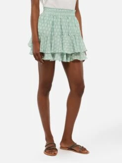 MC2 Saint Barth Eivissa Ruffled Mini Skirt In Silk Voile With Flower Print