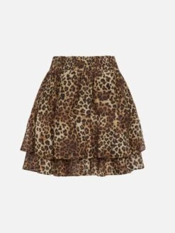 MC2 Saint Barth Eivissa Ruffled Mini Skirt In Silk Voile With Animalier Print -MC2 Saint Barth Shop UID EIV00106724H WOMAN SKIRT WHITE ANIMALIER MC2 20250626080012 4