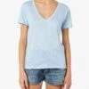 MC2 Saint Barth Linen Jersey Light Blue V-neck T-shirt Eloise -MC2 Saint Barth Shop UID ELOI00101791F WOMAN T SHIRT SKY 1