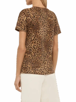 MC2 Saint Barth Linen Jersey V-neck T-shirt Eloise With Animalier Print -MC2 Saint Barth Shop UID ELOI00103838H WOMAN T SHIRT BROWN 0 0 20250415113500 3
