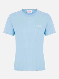 MC2 Saint Barth Woman Light Blue Cotton Jersey Crewneck T-shirt Emilie -MC2 Saint Barth Shop UID EMI000101791F WOMAN T SHIRT SKY 01 d8164b14 7a0d 4f7f bd64 281f1dd5fe64