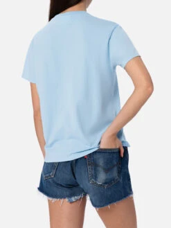 MC2 Saint Barth Woman Light Blue Cotton Jersey Crewneck T-shirt Emilie -MC2 Saint Barth Shop UID EMI000101791F WOMAN T SHIRT SKY 03