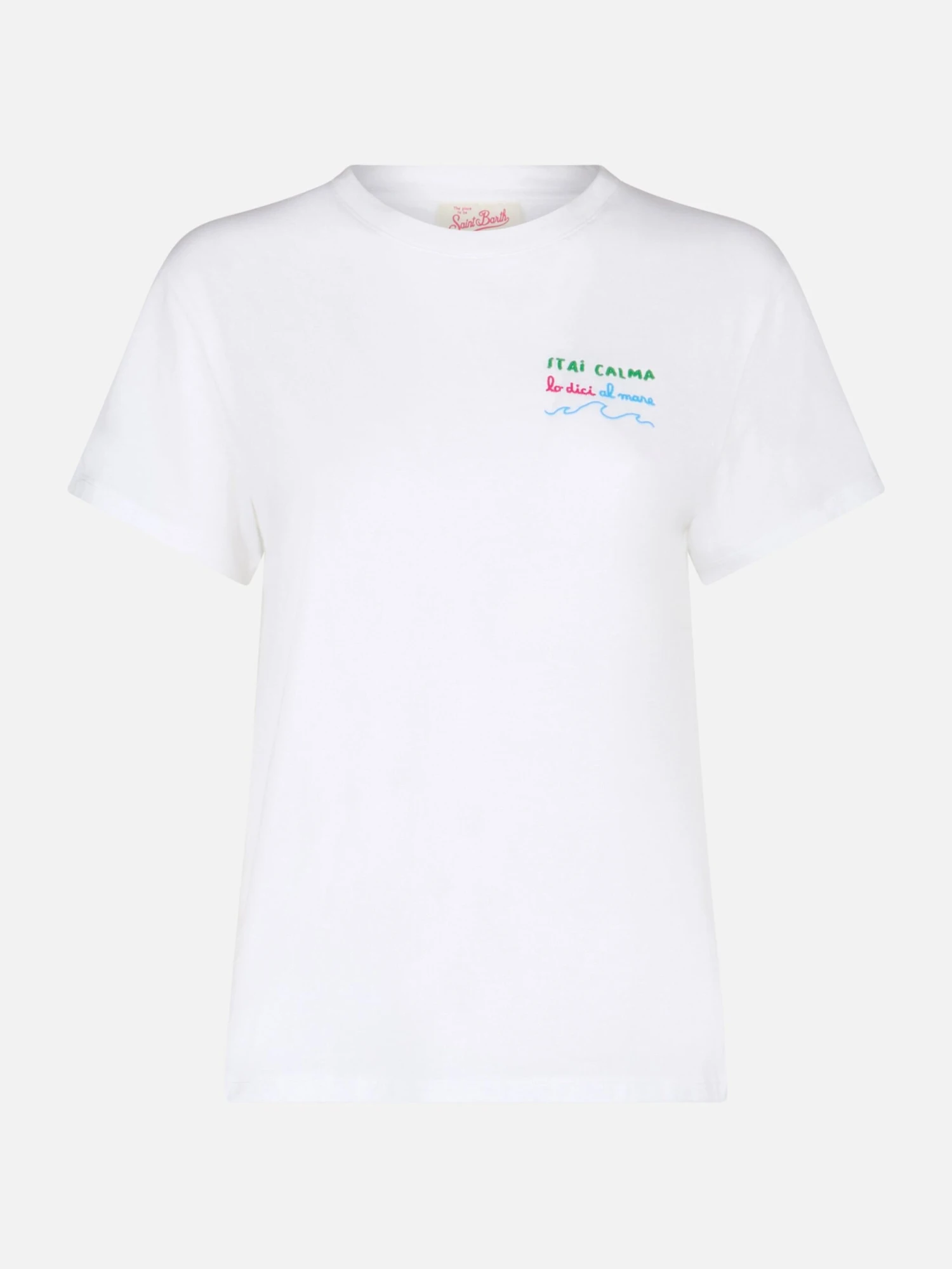 MC2 Saint Barth Woman Cotton Jersey Crewneck T-shirt Emilie With Stai Calma Lo Dici Al Mare Embroidery 7 MC2 Saint Barth Woman Cotton Jersey Crewneck T-shirt Emilie With Stai Calma Lo Dici Al Mare Embroidery - Image 5