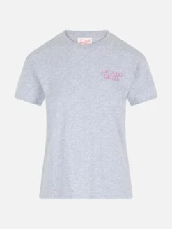 MC2 Saint Barth Woman Cotton Jersey Crewneck T-shirt Emilie With La Vedo Grigia Embroidery -MC2 Saint Barth Shop UID EMI000104215F WOMAN T SHIRT MELANGEGREY 4