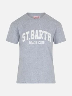 MC2 Saint Barth Woman Cotton Jersey Crewneck T-shirt Emilie With Saint Barth Beach Club Print -MC2 Saint Barth Shop UID EMI000105454F WOMAN T SHIRT GREY 4