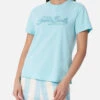 MC2 Saint Barth Woman Water Green Cotton Jersey Crewneck T-shirt Emilie With Rhinestones