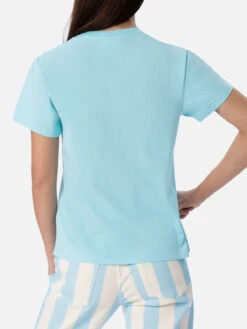 MC2 Saint Barth Woman Water Green Cotton Jersey Crewneck T-shirt Emilie With Rhinestones -MC2 Saint Barth Shop UID EMI000105684F WOMAN T SHIRT GREEN 03