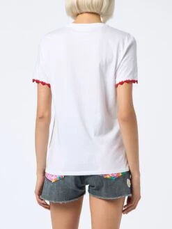 MC2 Saint Barth Woman Cotton Jersey Crewneck T-shirt Emilie With St. Barth Lover Embroidery -MC2 Saint Barth Shop UID EMI000105749F WOMAN T SHIRT WHITE 2